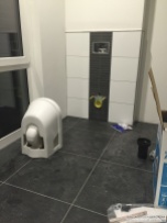 Holger installiert Toiletten im Bad